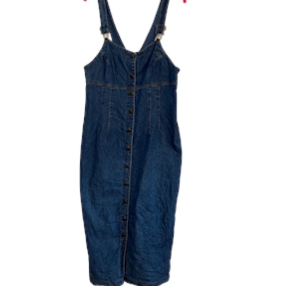 Harve Bernard Dress M Blue Denim Overalls Vintage Western Festival Hippie Retro - Picture 1 of 14